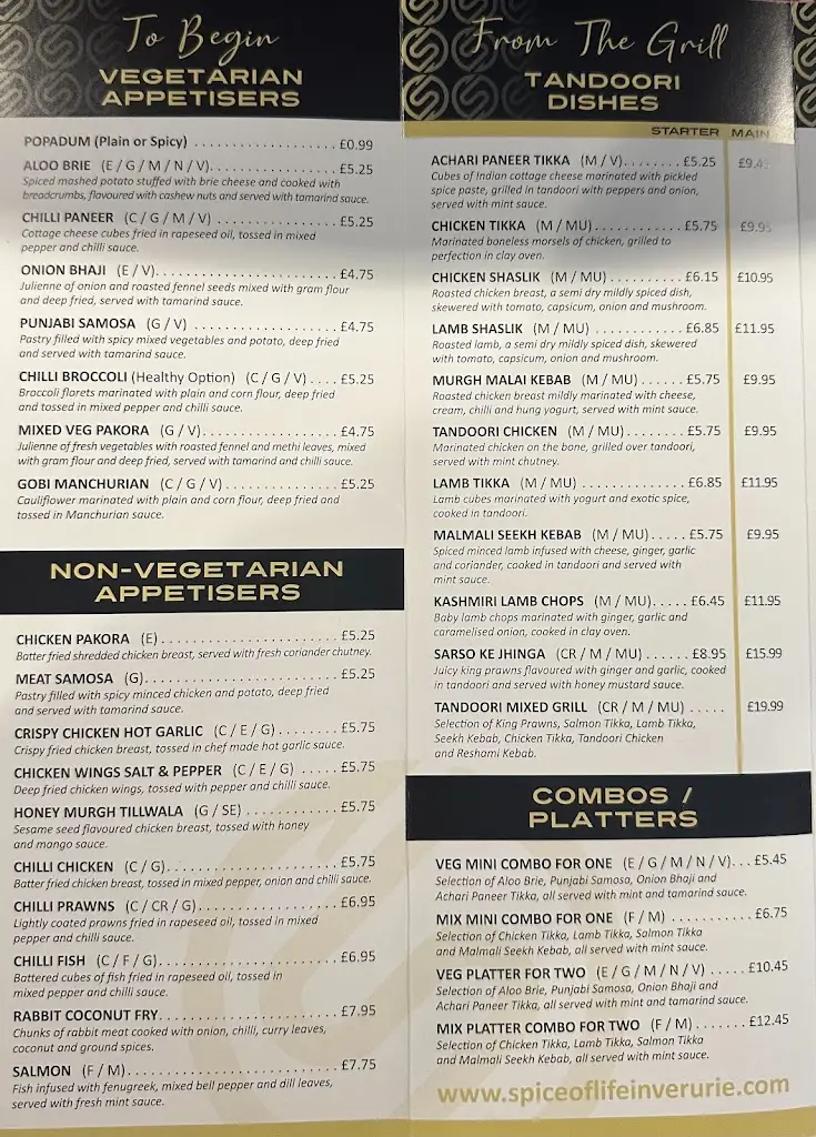 Menu_Spice of Life, Indian Restaurant._Aberdeenshire_image_1