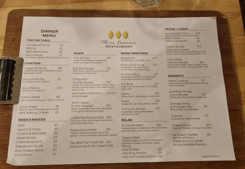 Menu_Three Lemons_Aberfeldy_image_1