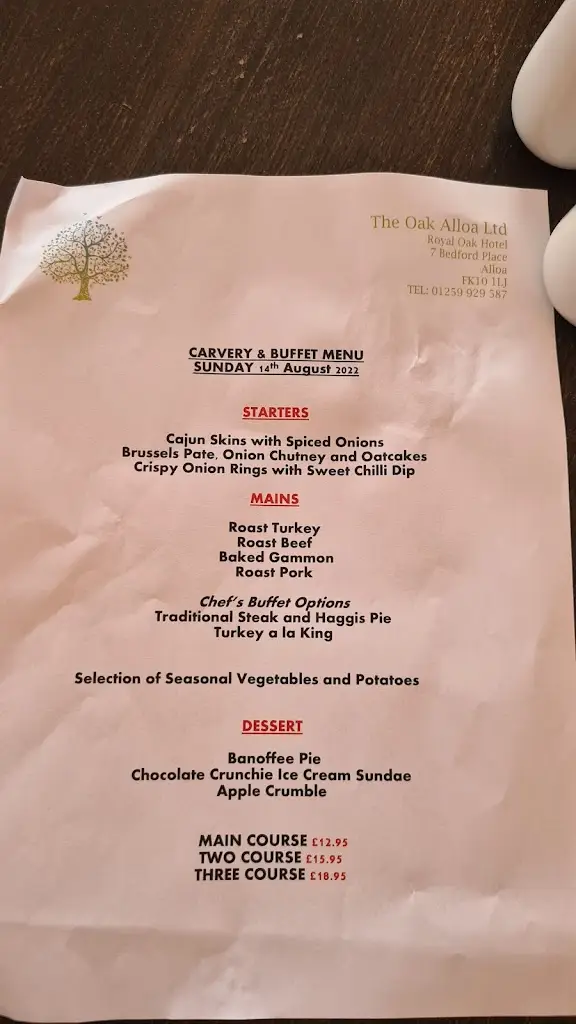 Menu_Royal Oak Alloa_Alloa_image_1