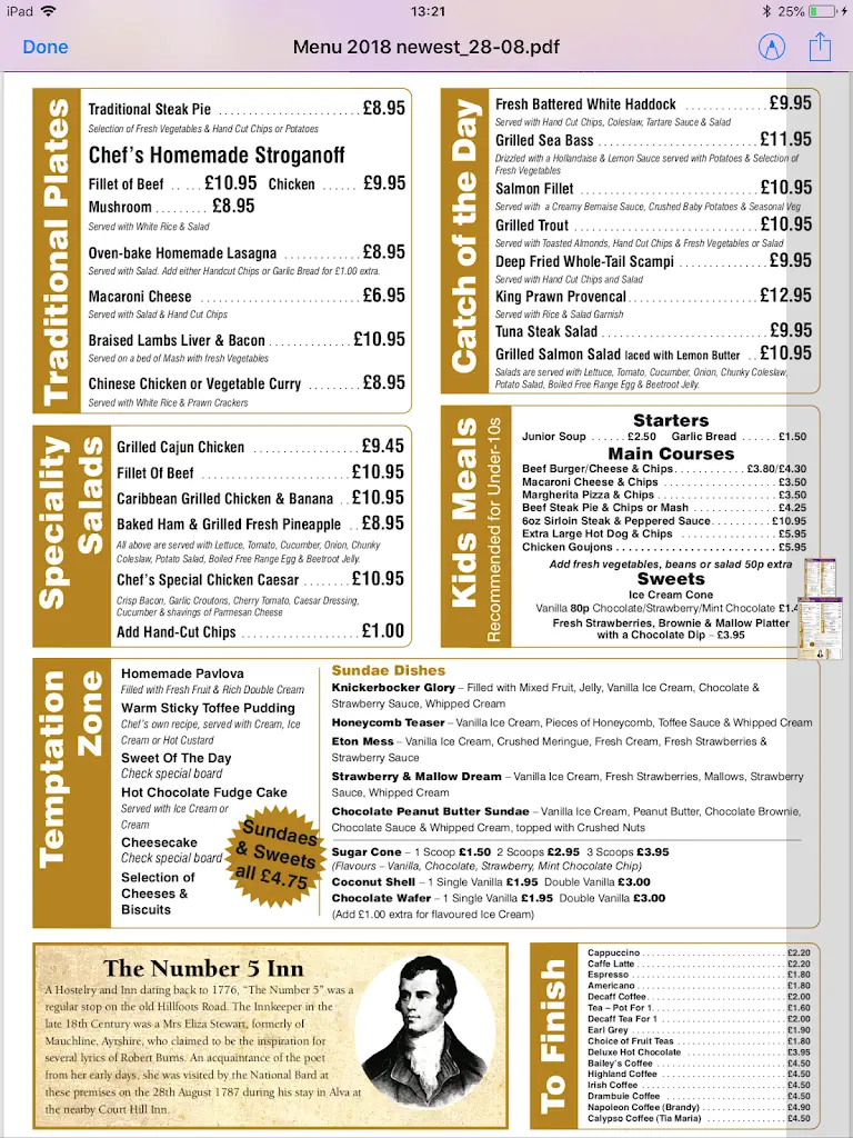 Menu_The No 5 Inn_Alva_immagine_2