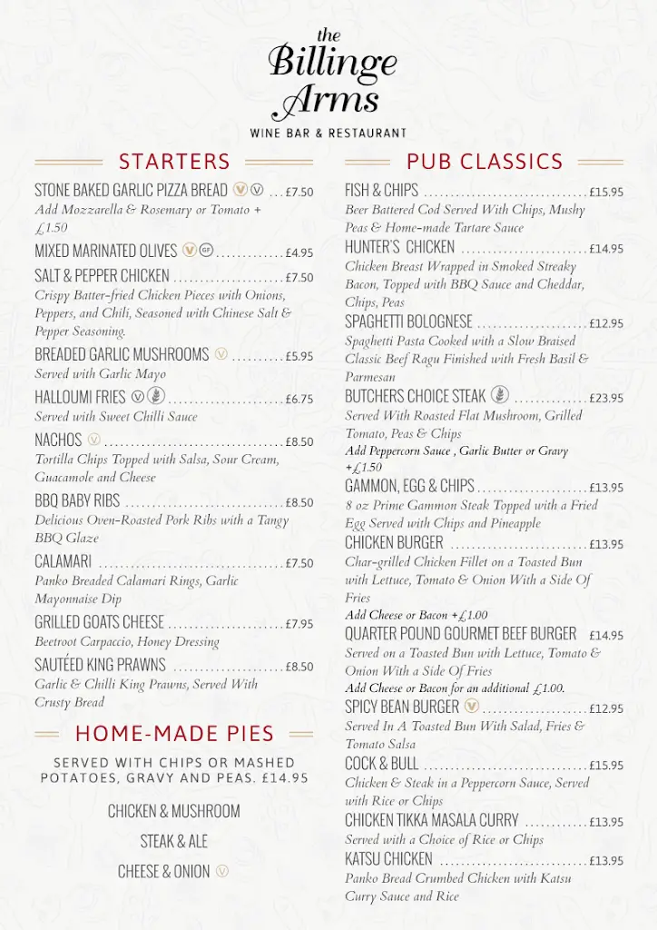 Menü_The Billinge Arms_Billinge_Bild_1
