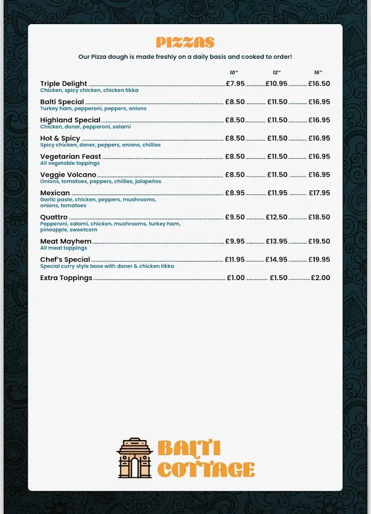 Menu_The Balti Cottage_Alness_immagine_3