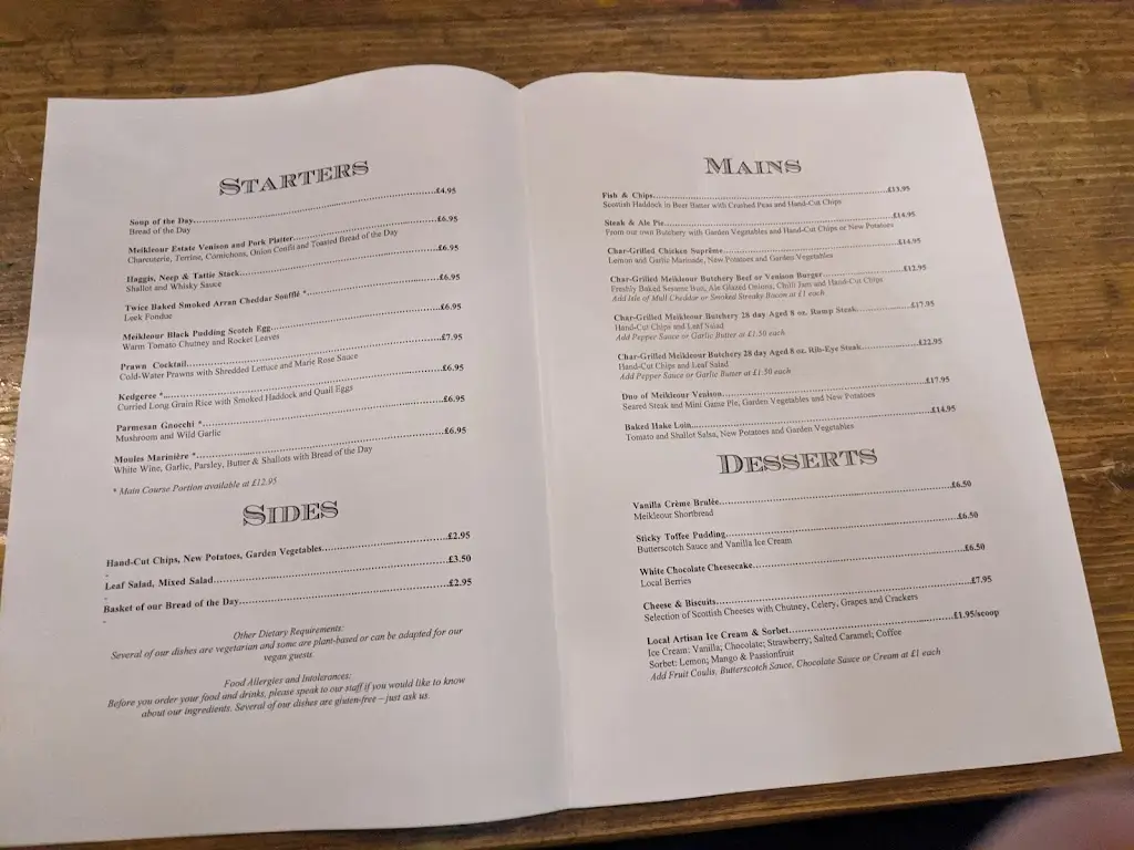 Menü_The Restaurant at Meikleour Arms_Alyth_Bild_2