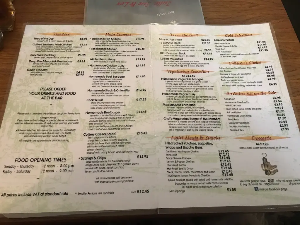 Menü_Colliers Arms_Billinge_Bild_2