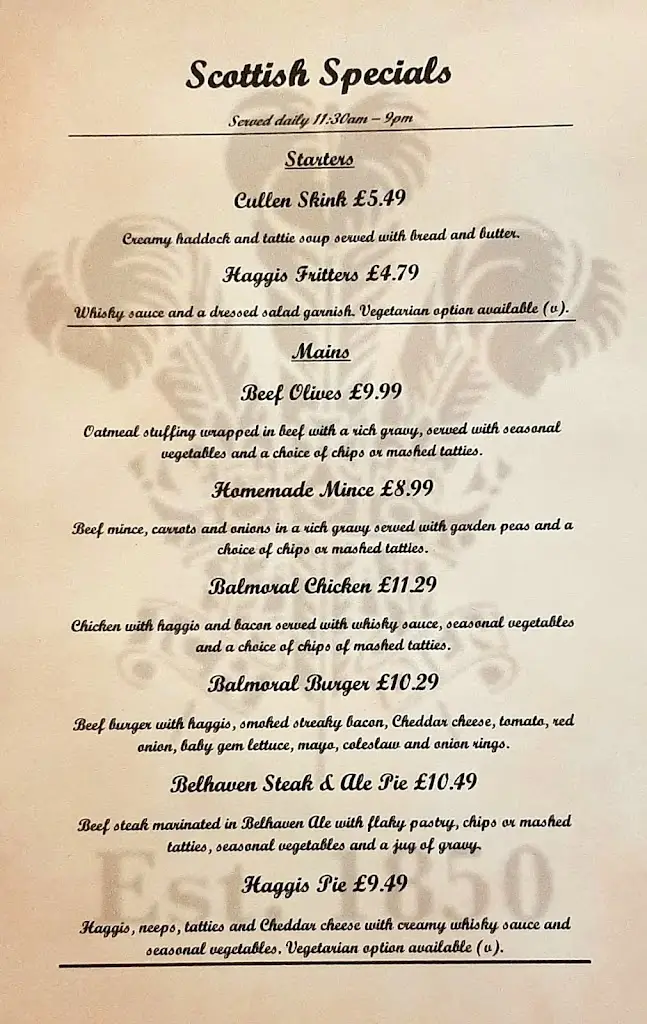 Menu_Prince Of Wales_Aberdeen_image_3