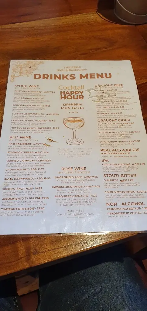 Menu_The Frog_Bidford-on-Avon_image_3