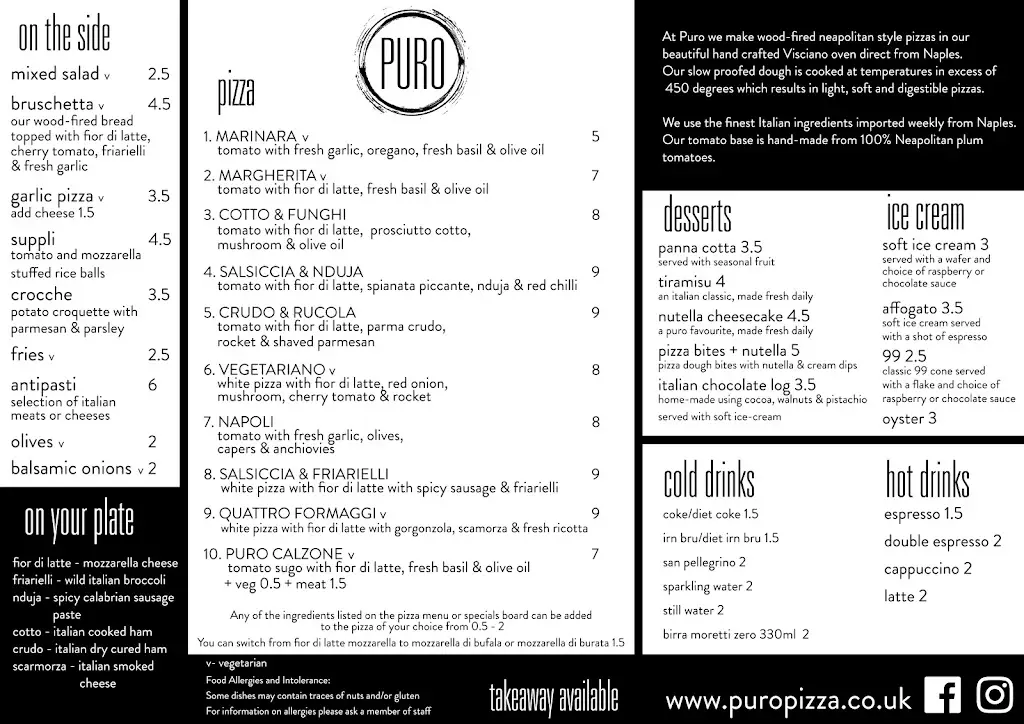 Menu_Puro Pizzeria_Airdrie_immagine_2