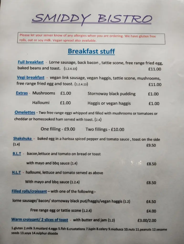 Menu_The Smiddy Bistro_Ardrishaig_image_1