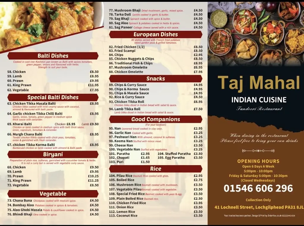 Menu_Taj Mahal_Ardrishaig_image_4