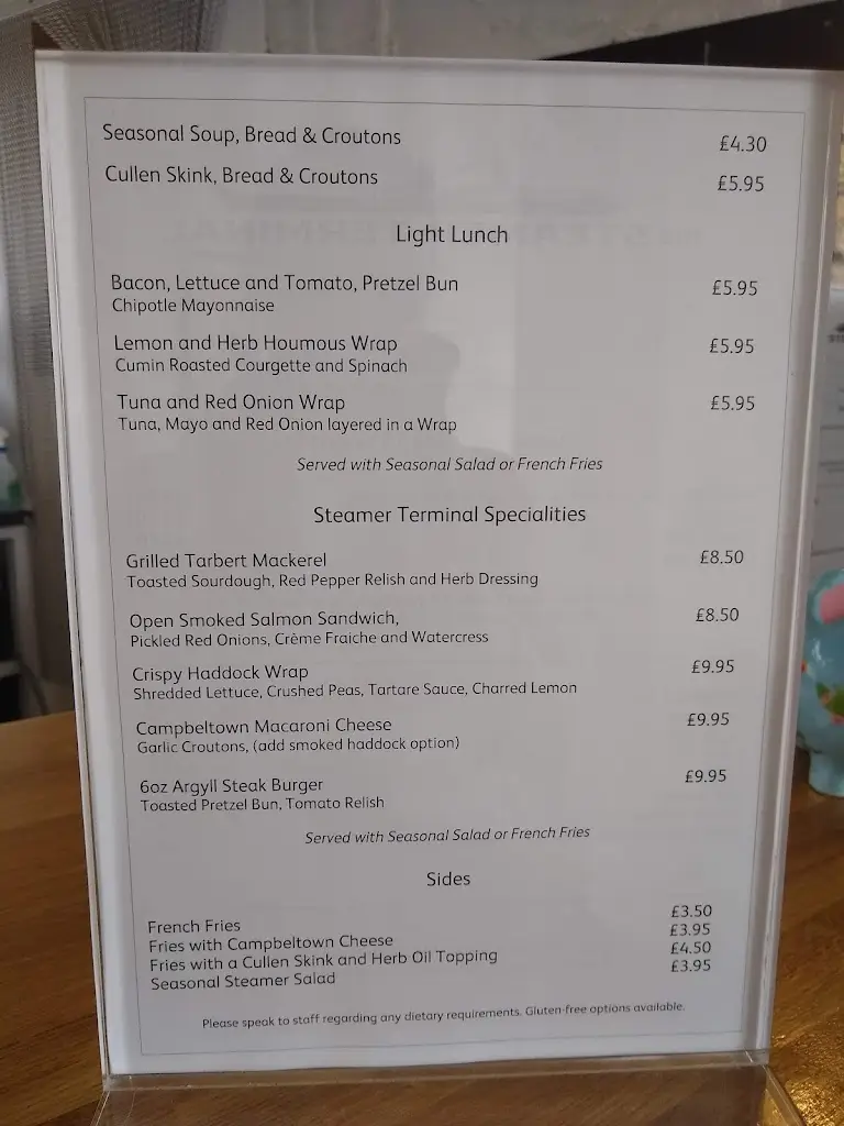 Menu_The Steamer Terminal_Ardrishaig_image_1