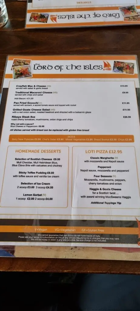 Menu_The Lord Of The Isles_Ardrishaig_image_1