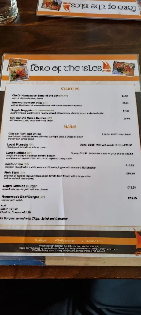 Menu_The Lord Of The Isles_Ardrishaig_image_3