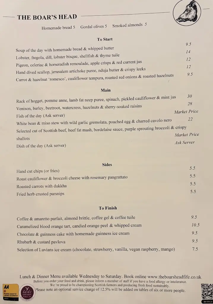 Menu_The Boar's Head Fife, Hotel, Restaurant & Pub_Auchtermuchty_image_3