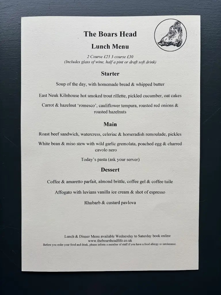Menu_The Boar's Head Fife, Hotel, Restaurant & Pub_Auchtermuchty_image_4