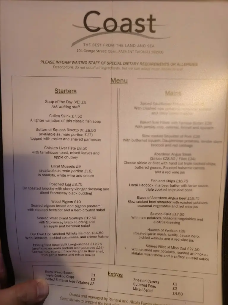 Menu_Coast Restaurant_Argyll and Bute_image_2