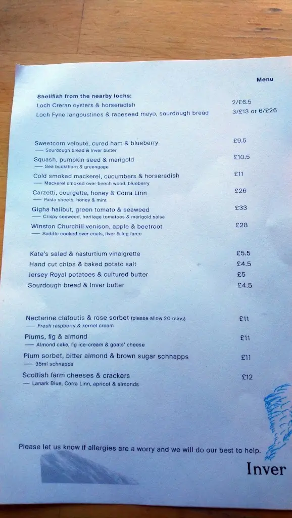 Menu_Inver Restaurant & Rooms_Argyll and Bute_immagine_4