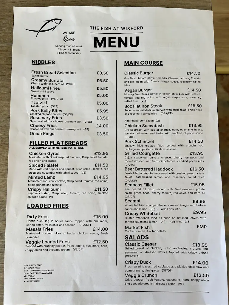 Menu_The Fish at Wixford_Bidford-on-Avon_image_1