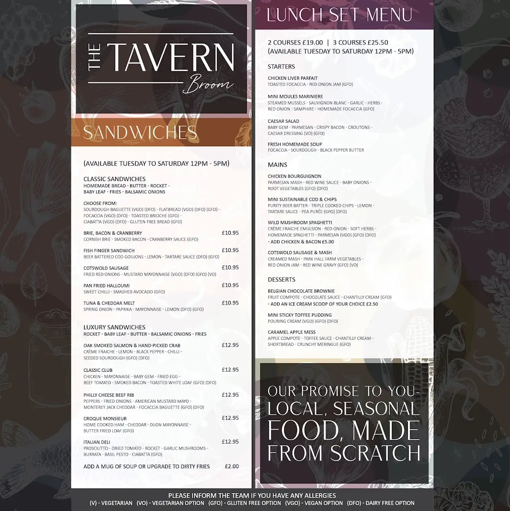 Menu_The Tavern, Broom_Bidford-on-Avon_image_3