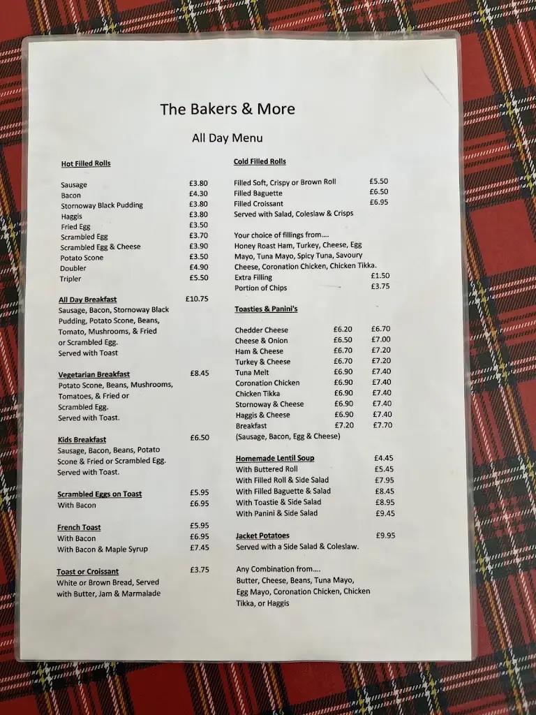 Menu_The Bakers & More_Balfron_image_1