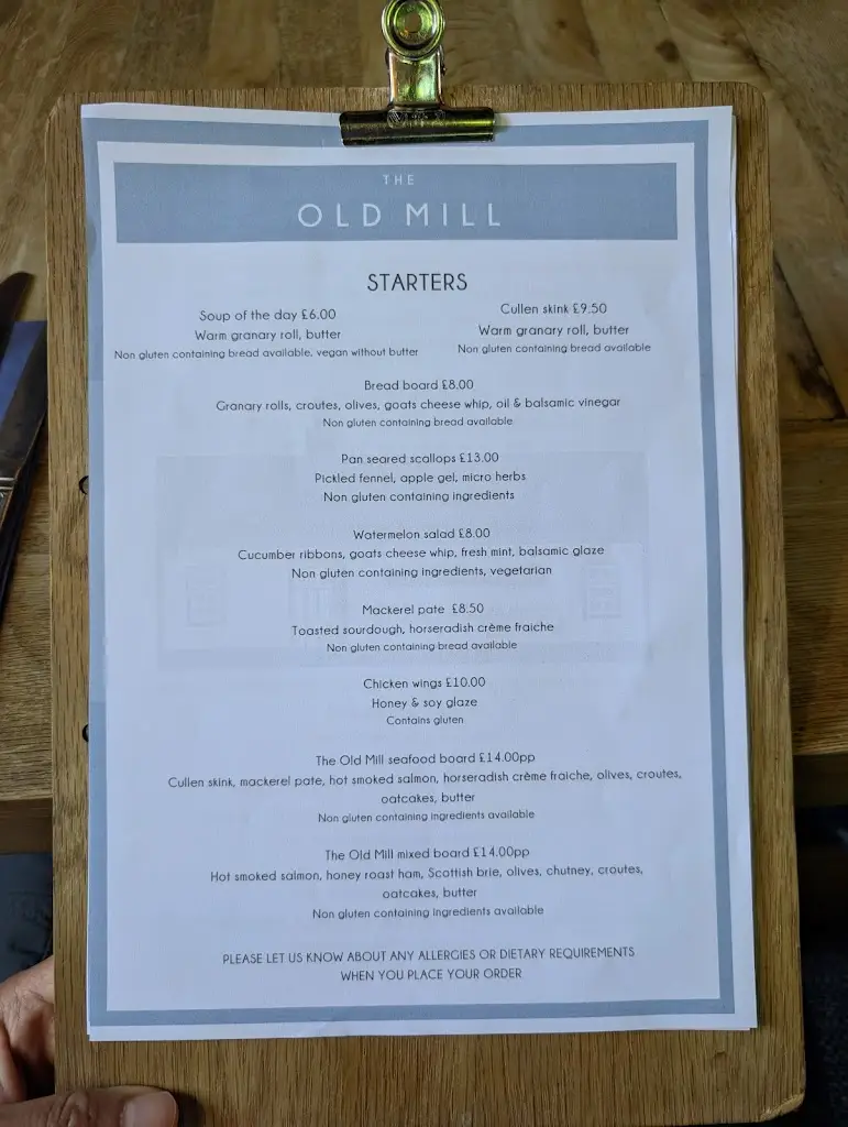 Menu_The Old Mill_Balfron_image_3