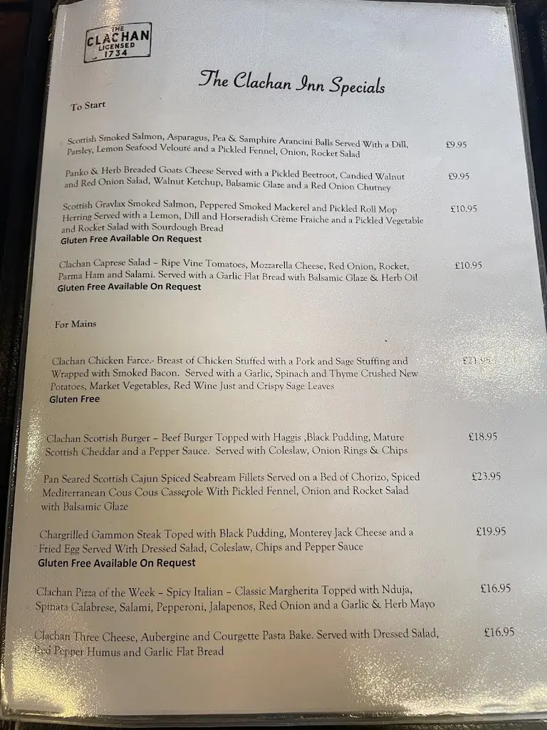 Menu_Clachan Inn_Balfron_image_1