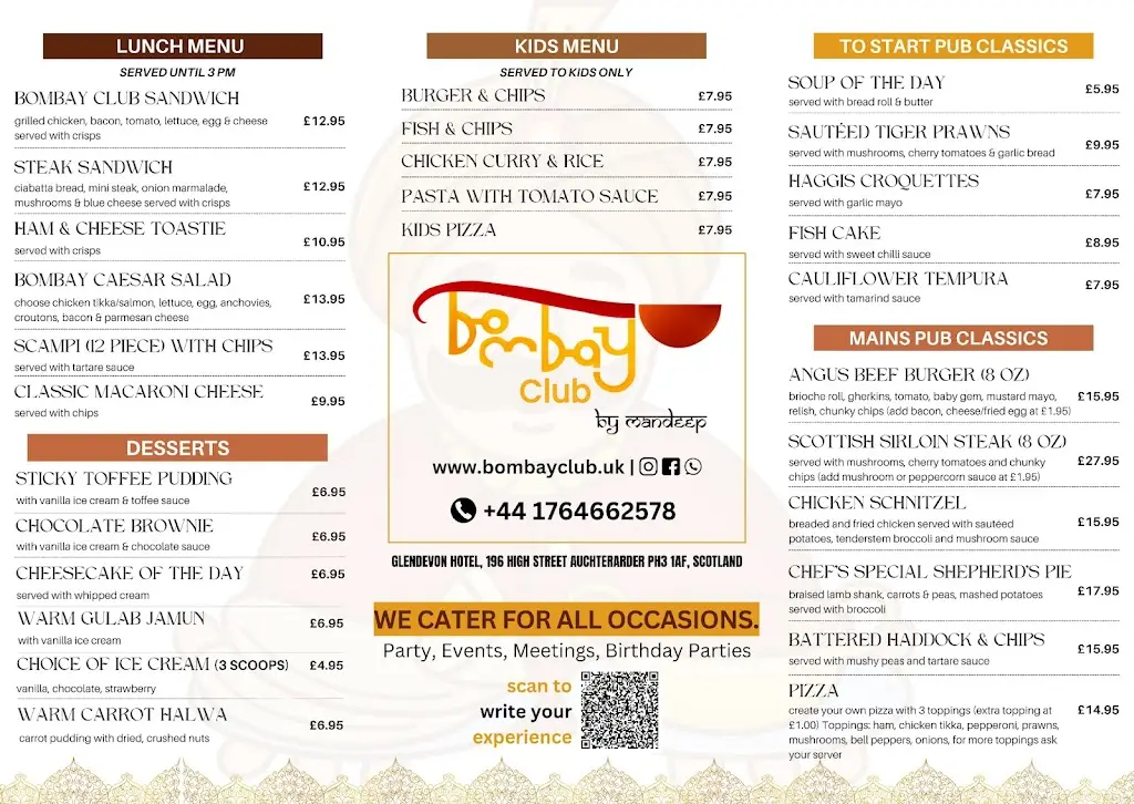 Menu_Bombay Club_Auchterarder_image_1