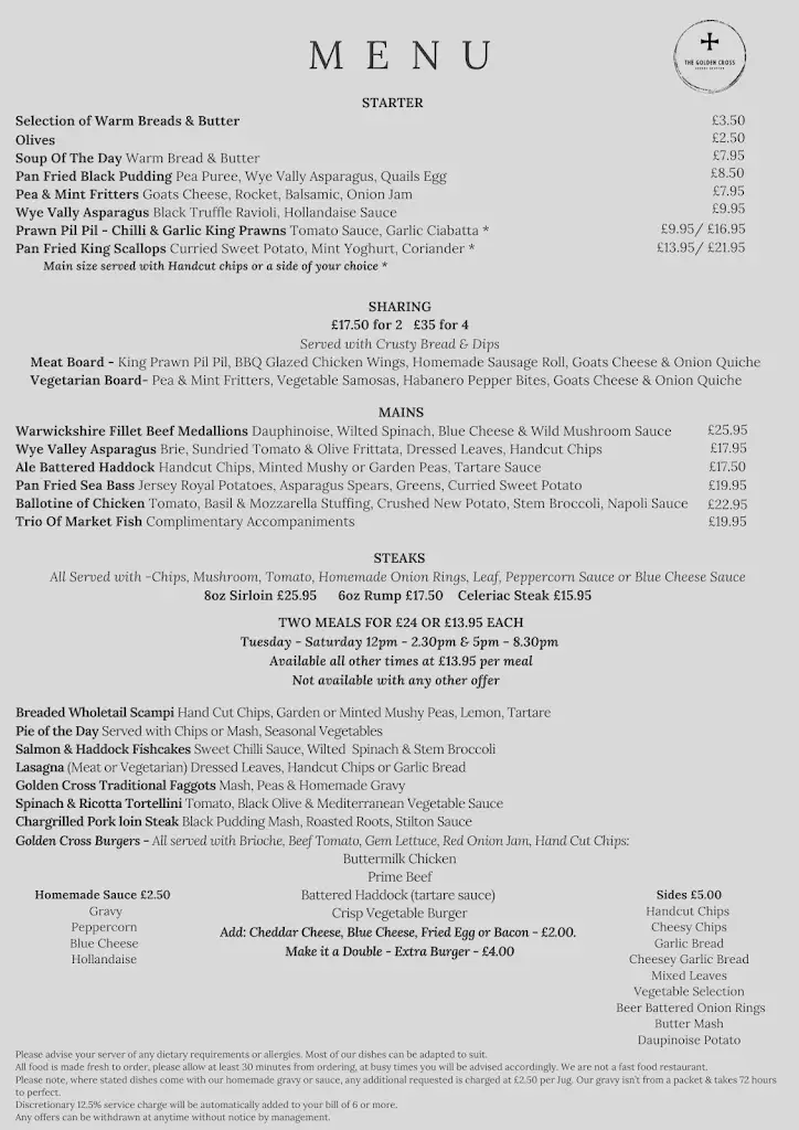 Menu_The Golden Cross_Bidford-on-Avon_image_1