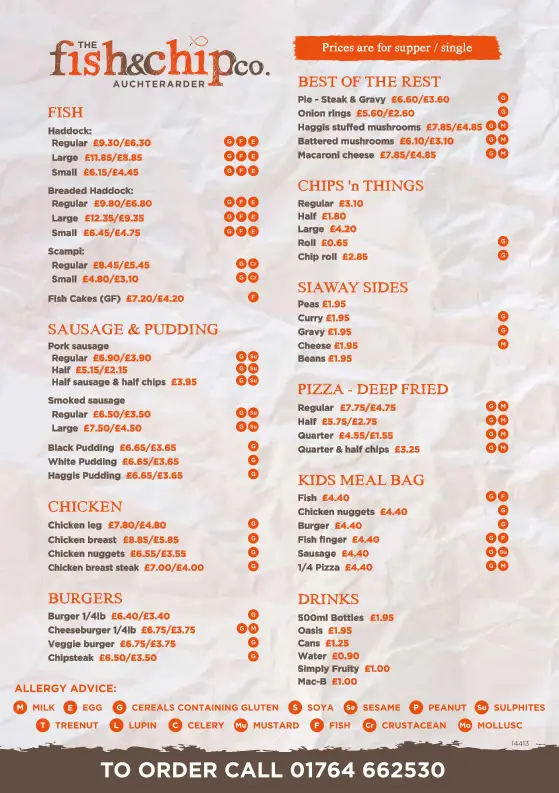 Menu_The Fish & Chip Company_Auchterarder_immagine_2