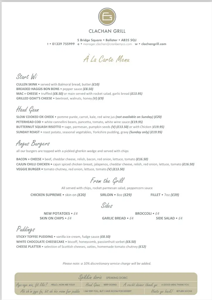 Menu_Clachan Grill_Ballater_image_1
