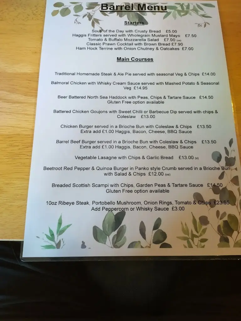 Menu_The Barrel_Ballater_image_1