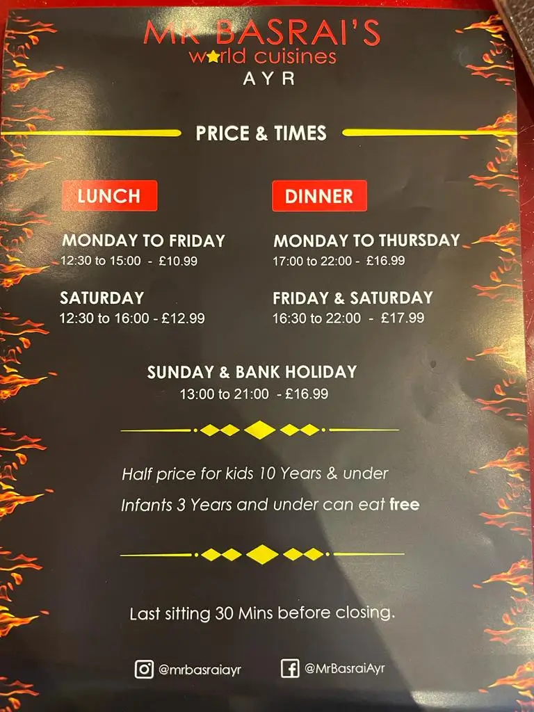 Menu_Mr Basrai's World Cuisine Ayr_Ayr_image_1