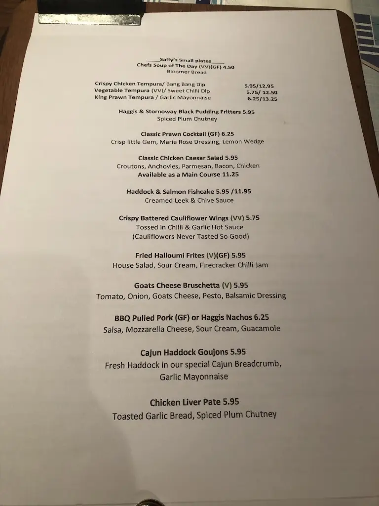 Menu_Saffy's Bistro_Ayr_image_1