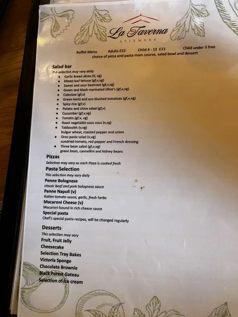 Menu_La Taverna_Aviemore_image_1