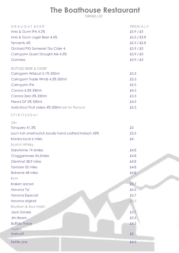 Menu_The Boathouse Restaurant Loch Insh_Aviemore_image_1