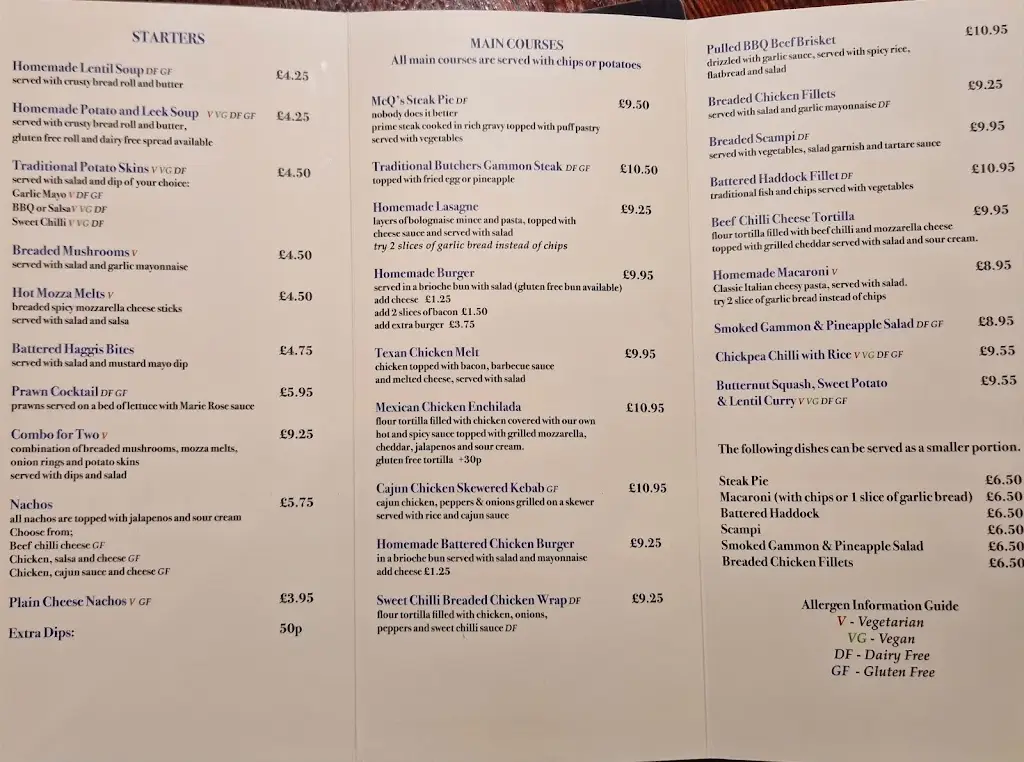 Menu_The Tartan Arms & McQ's_Bannockburn_image_3