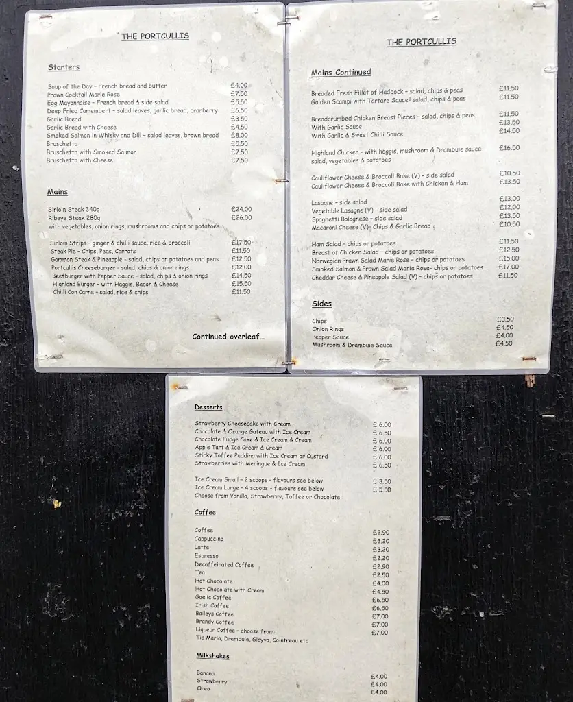 Menu_The Portcullis_Bannockburn_immagine_3