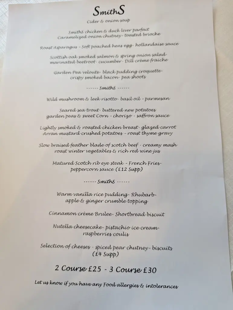 Menu_SmithS Restaurant_Bothwell_image_1