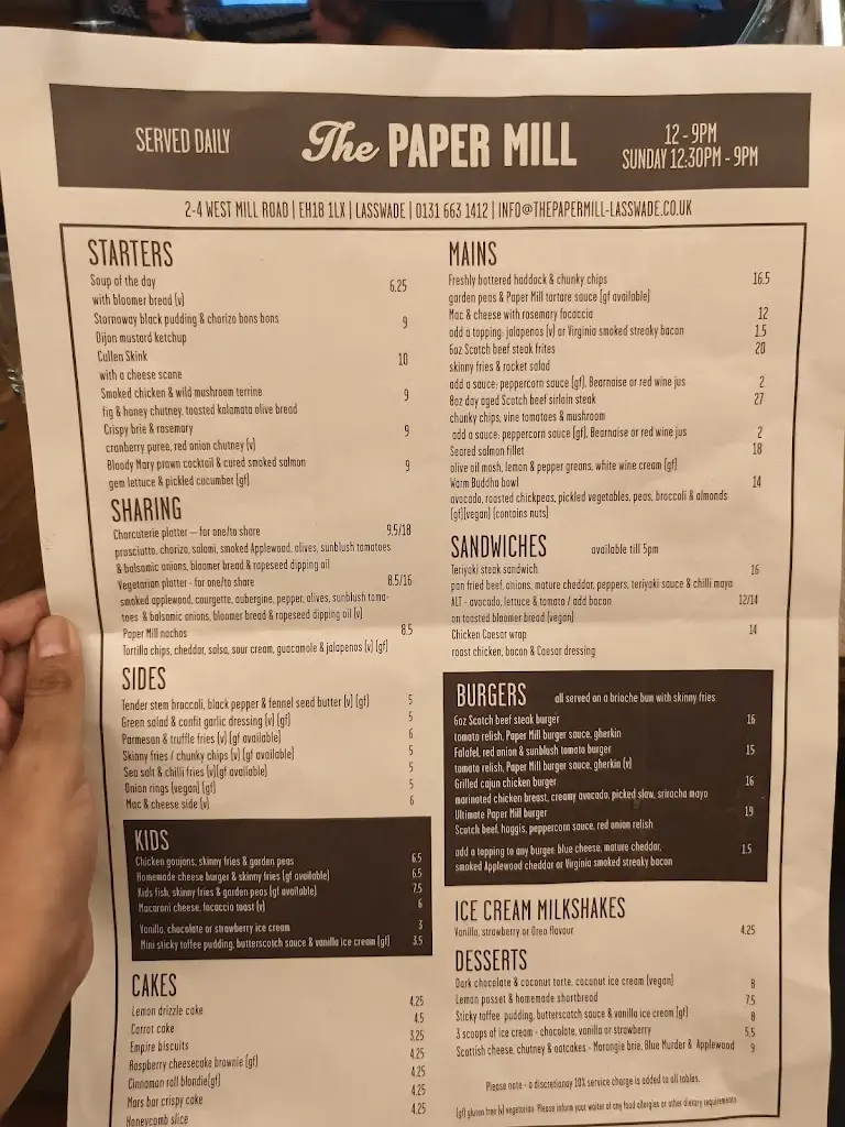Menu_The Paper Mill_Bonnyrigg_image_2