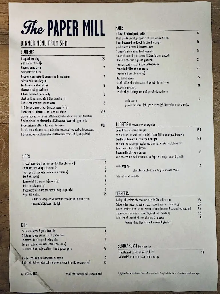 Menu_The Paper Mill_Bonnyrigg_image_4