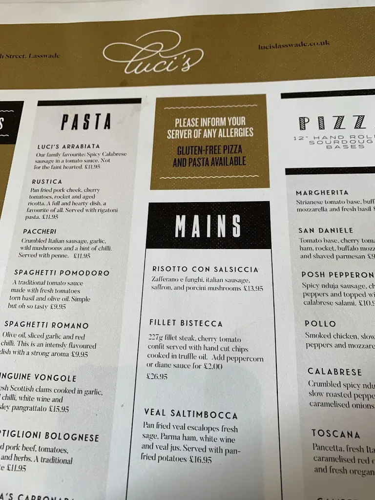 Menu_Luci's Restaurant & Cocktail Bar_Bonnyrigg_imagen_3