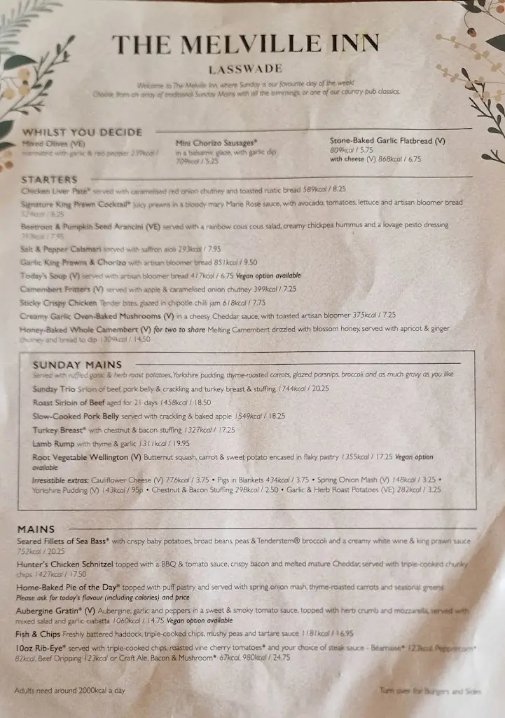 Menü_The Melville Inn_Bonnyrigg_Bild_4