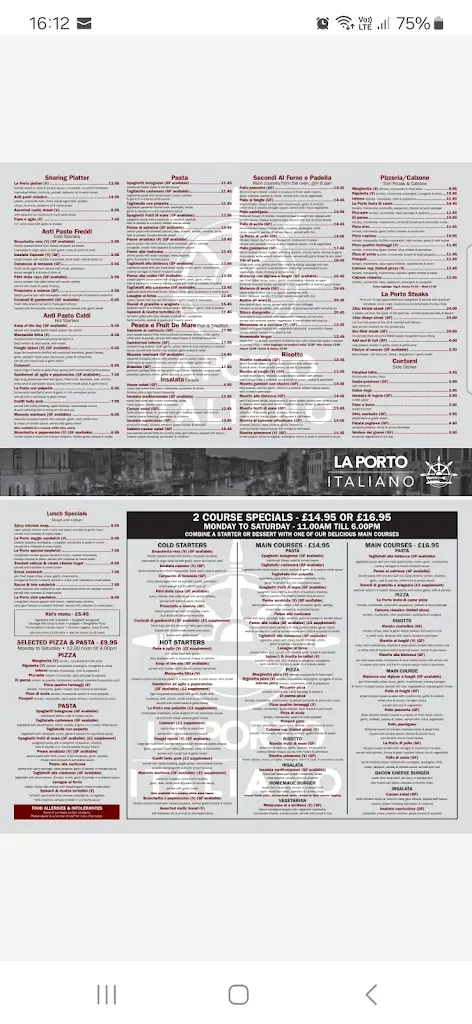Menu_La Porto Billingham_Billingham_image_1