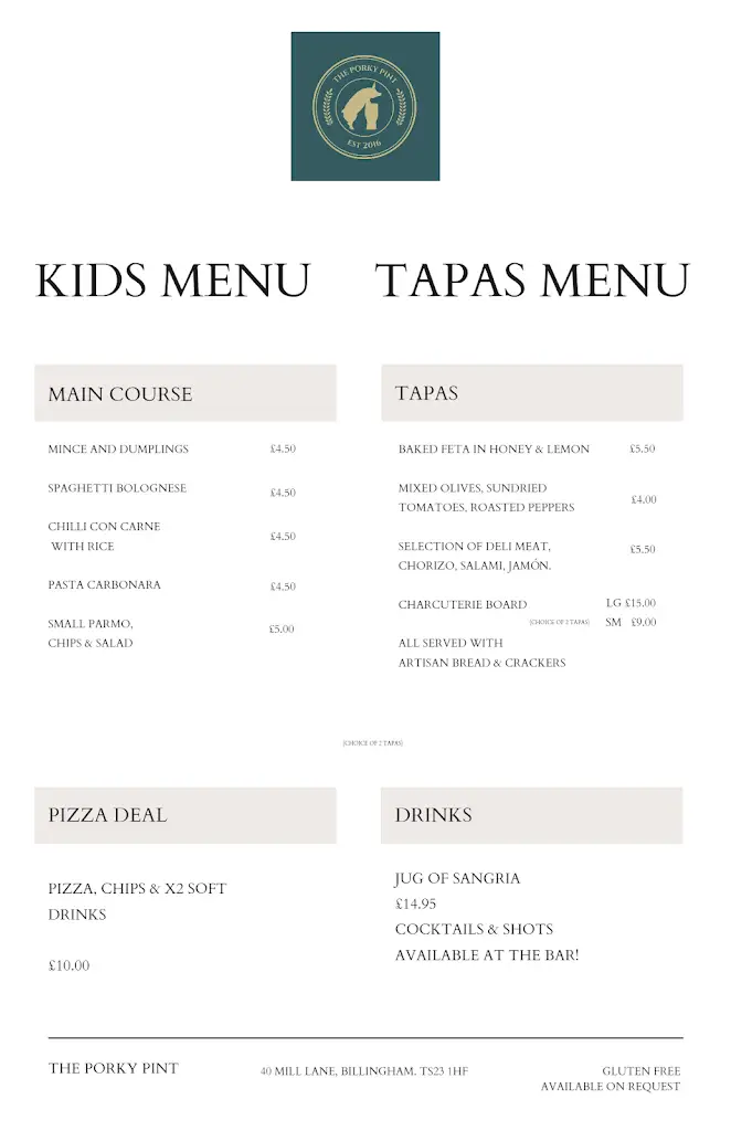 Menu_The Porky Pint_Billingham_image_3