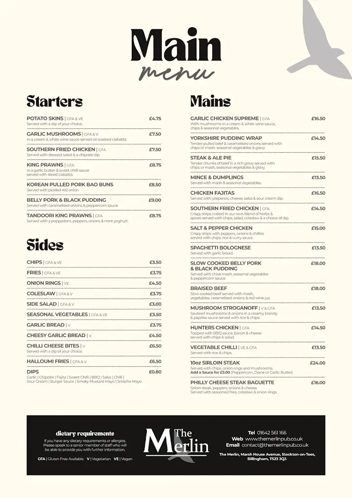 Menu_The Merlin Billingham_Billingham_image_1