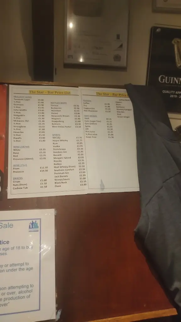 Menu_The Star_Burntisland_image_3