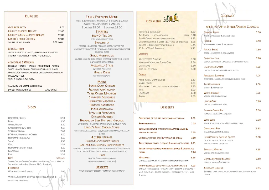 Menu_Landos Restaurant_Cairnryan_image_1