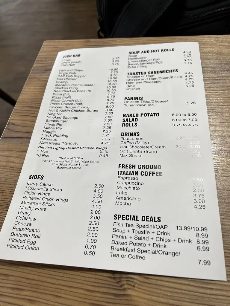 Menu_The Central Cafe_Cairnryan_image_1