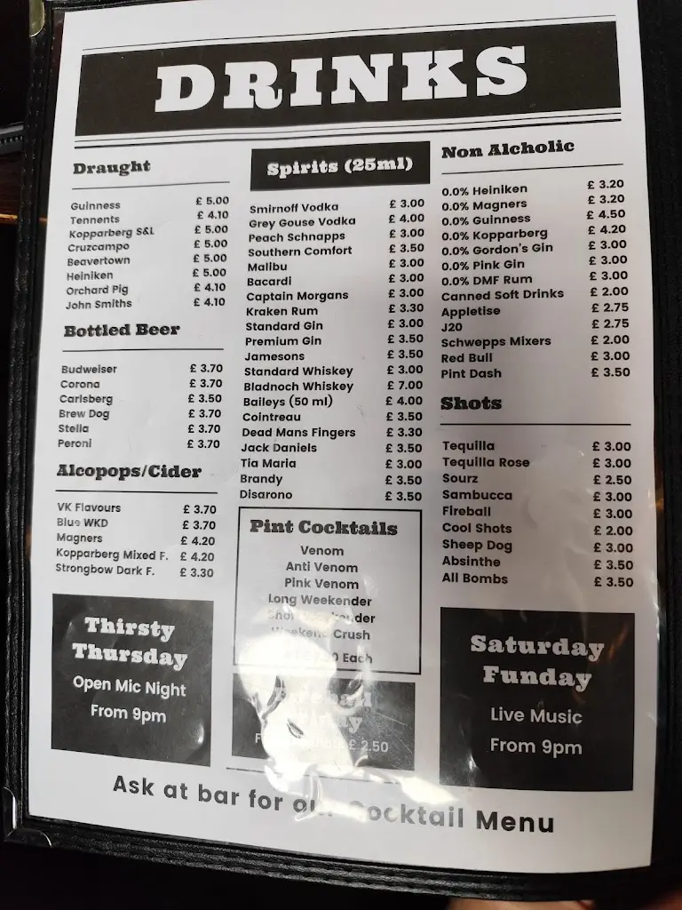 Menu_The Pub_Cairnryan_image_2