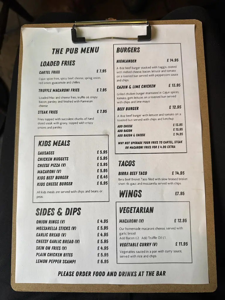 Menu_The Pub_Cairnryan_image_3