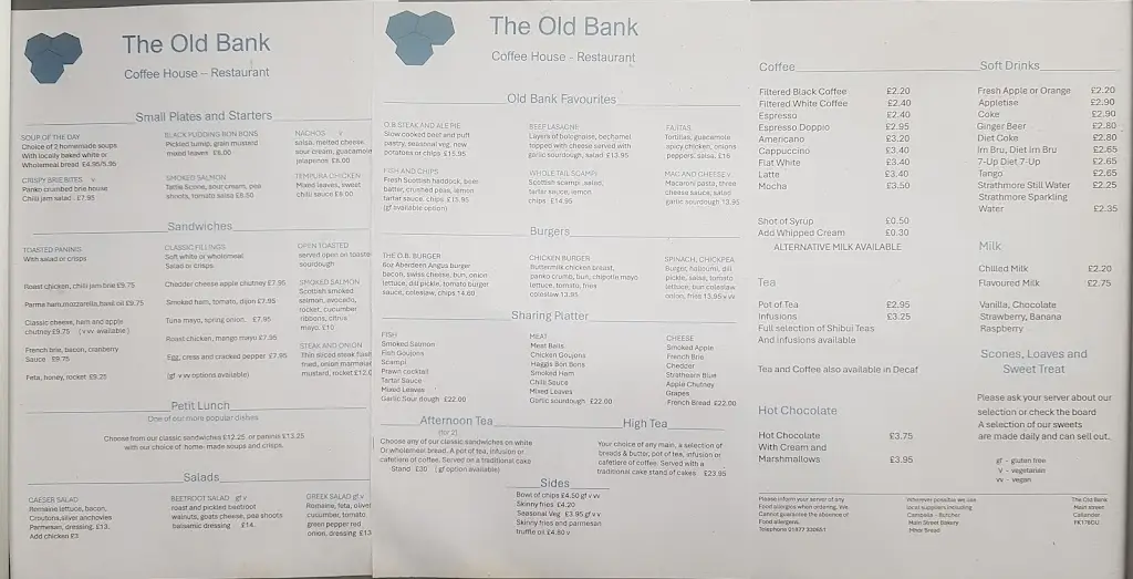 Menu_The Old Bank Restaurant_Callander_image_1